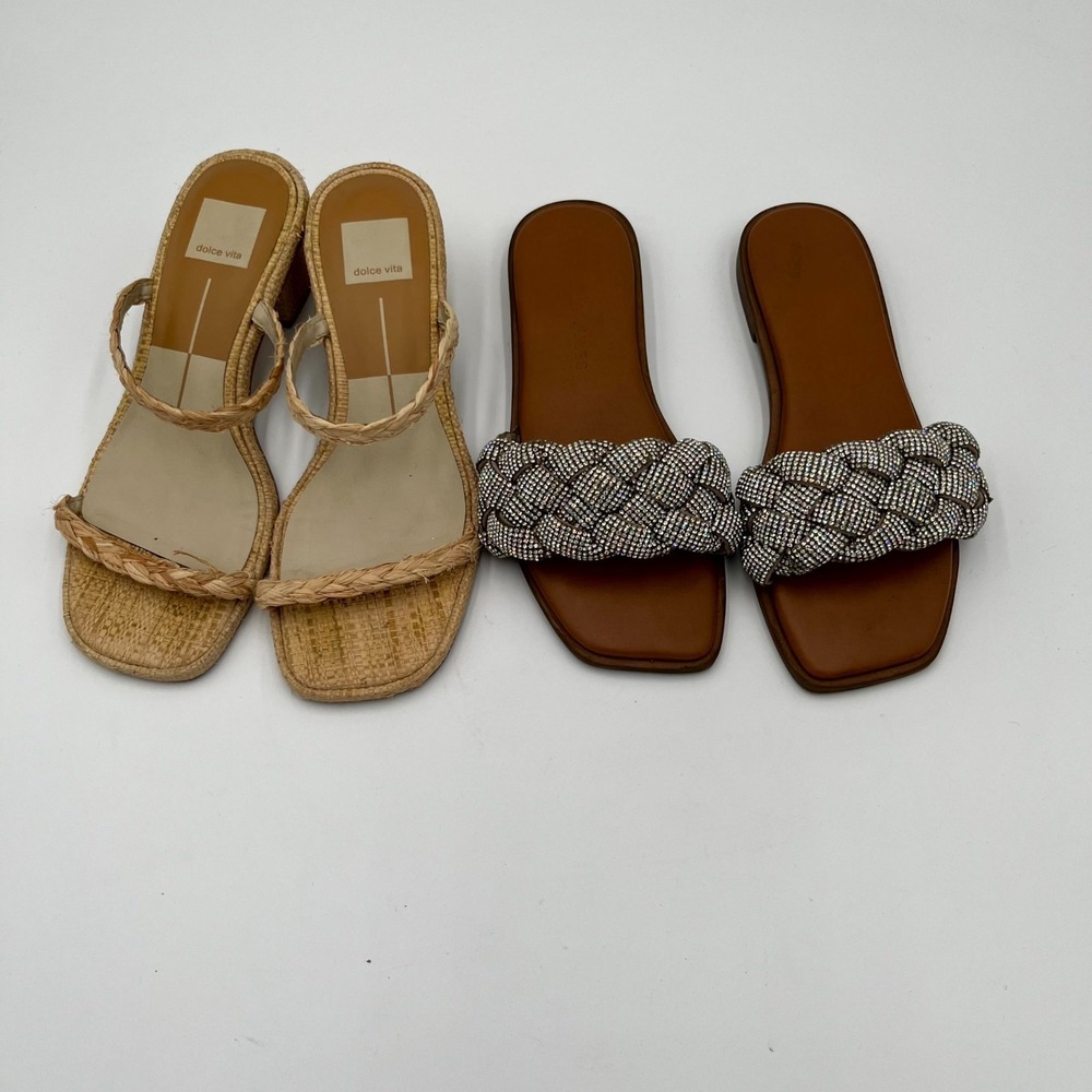 Lot Of 2 Dolce Vita / Sincerely Jules Womens 7M Slide Brown Beige Slip On Sandal